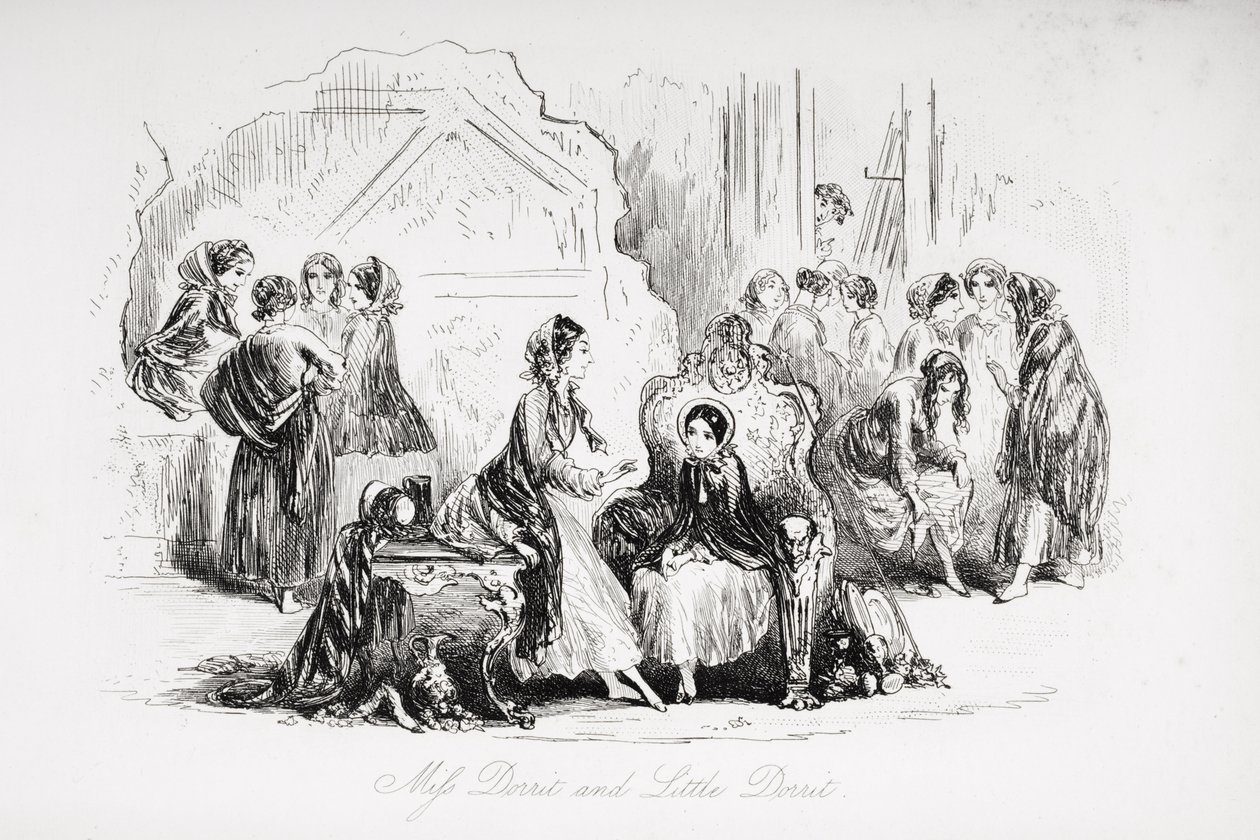 ملكة جمال دوريت وليتل دوريت ، رسم توضيحي من "ليتل دوريت" بقلم تشارلز ديكنز (1812-70) نشر لأول مرة عام 1857 بواسطة هابلوت نايت براون