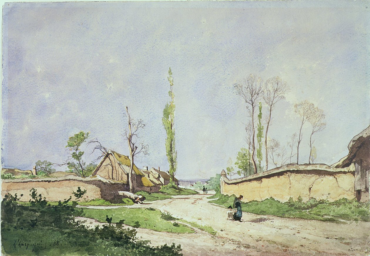 No.1534 A Village Road، Oiseme، 1888 بواسطة هنري جوزيف هاربينييس