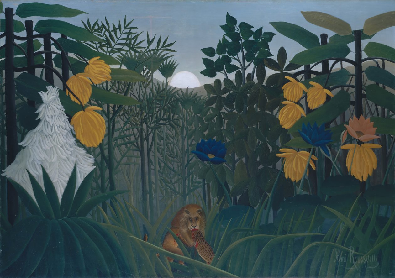 Repast of the Lion، ca. 1907. بواسطة هنري روسو
