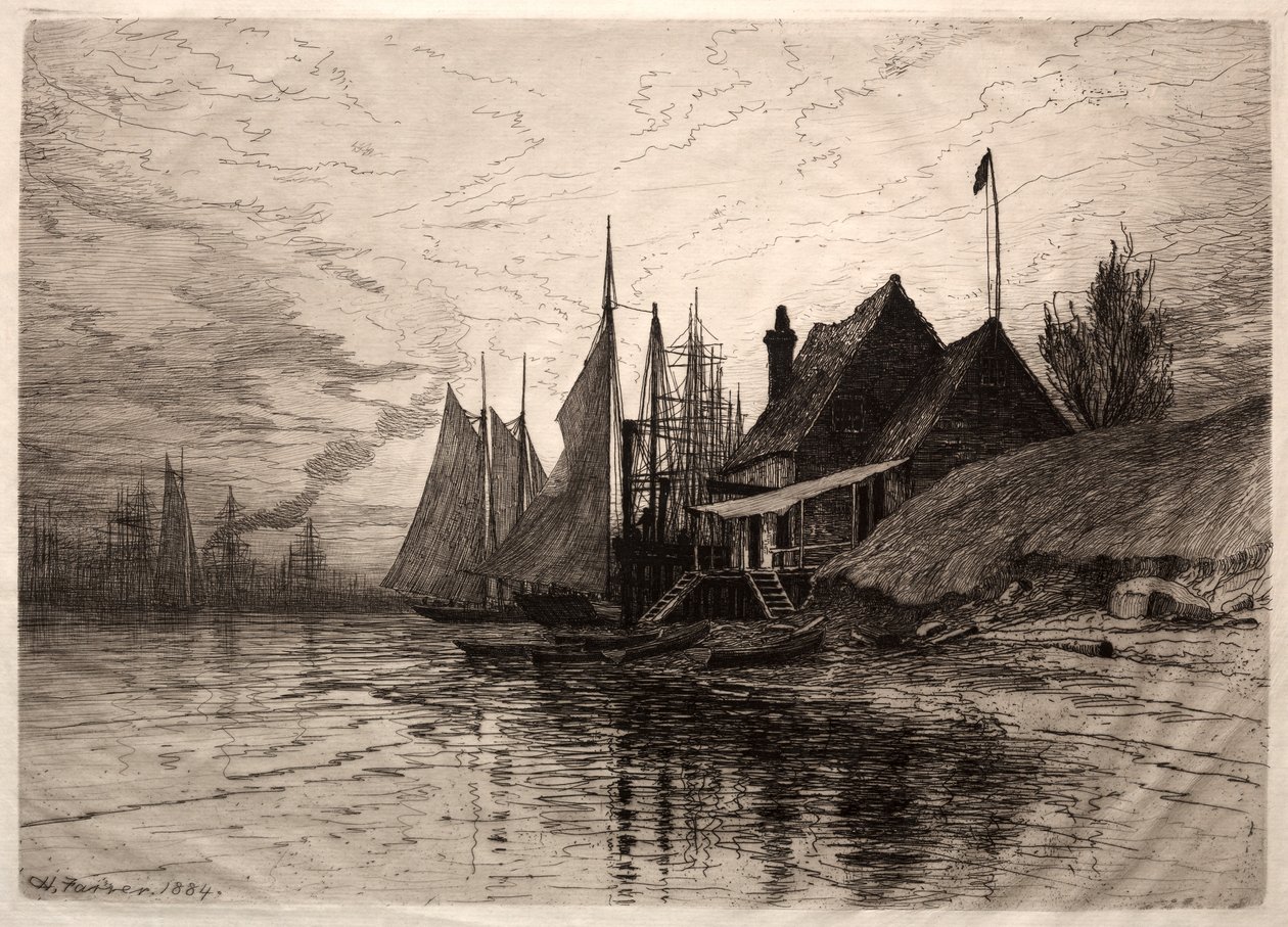 مساء ، ميناء نيويورك ، 1884. بواسطة هنري فارر