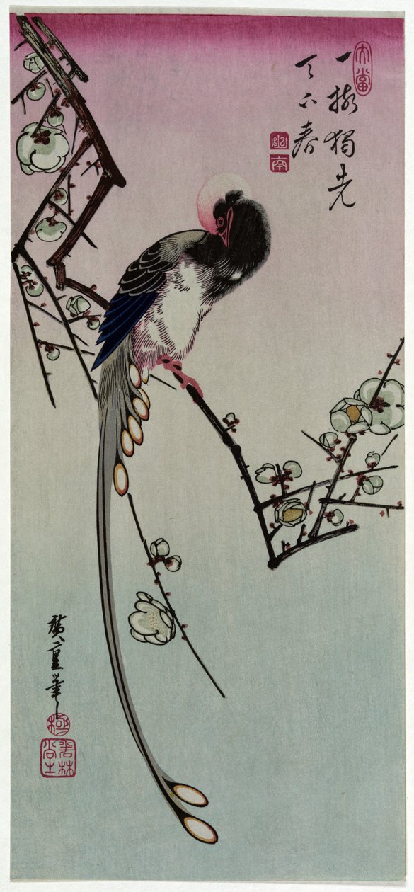 Ume ni Onagadori بواسطة Utagawa Hiroshige