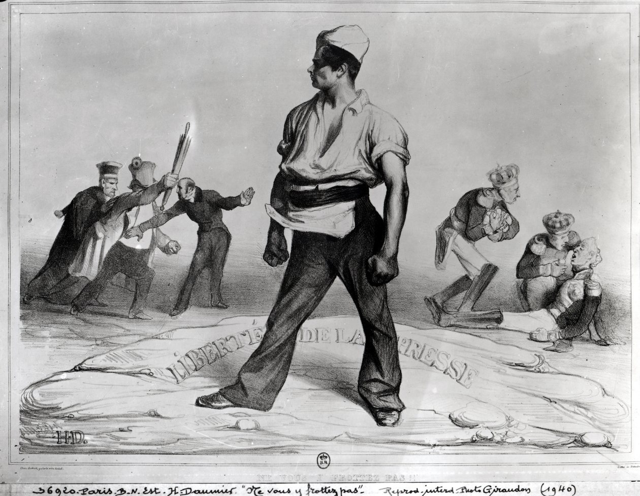 حرية الصحافة ، رسم توضيحي من L&39;Ass Association Mensuelle ، 1834 (انظر أيضًا 741265) بواسطة الشرف دومييه
