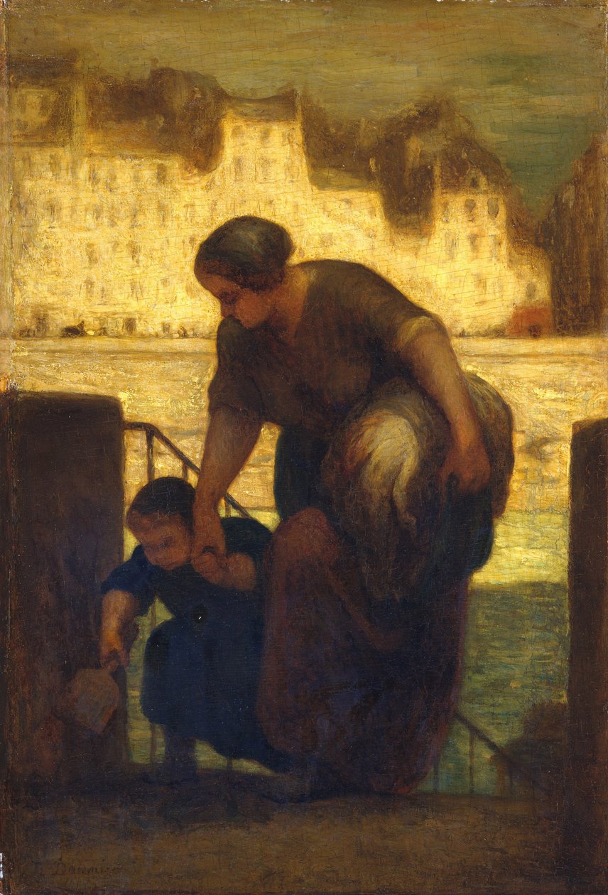 The Laundress، c.1863 (زيت على خشب) بواسطة الشرف دومييه