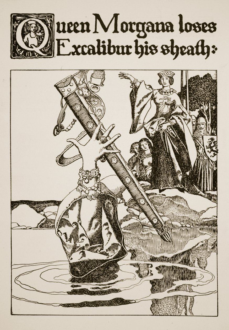 الملكة مورجانا تفقد غمده Excalibur ، التوضيح من "قصة الملك آرثر وفرسانه" ، 1903 بواسطة هوارد بايل