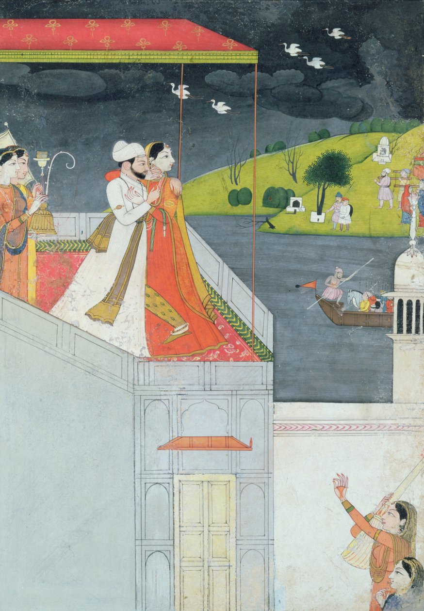 عشاق على الشرفة ، 1780-1800 بواسطة المدرسة الهندية