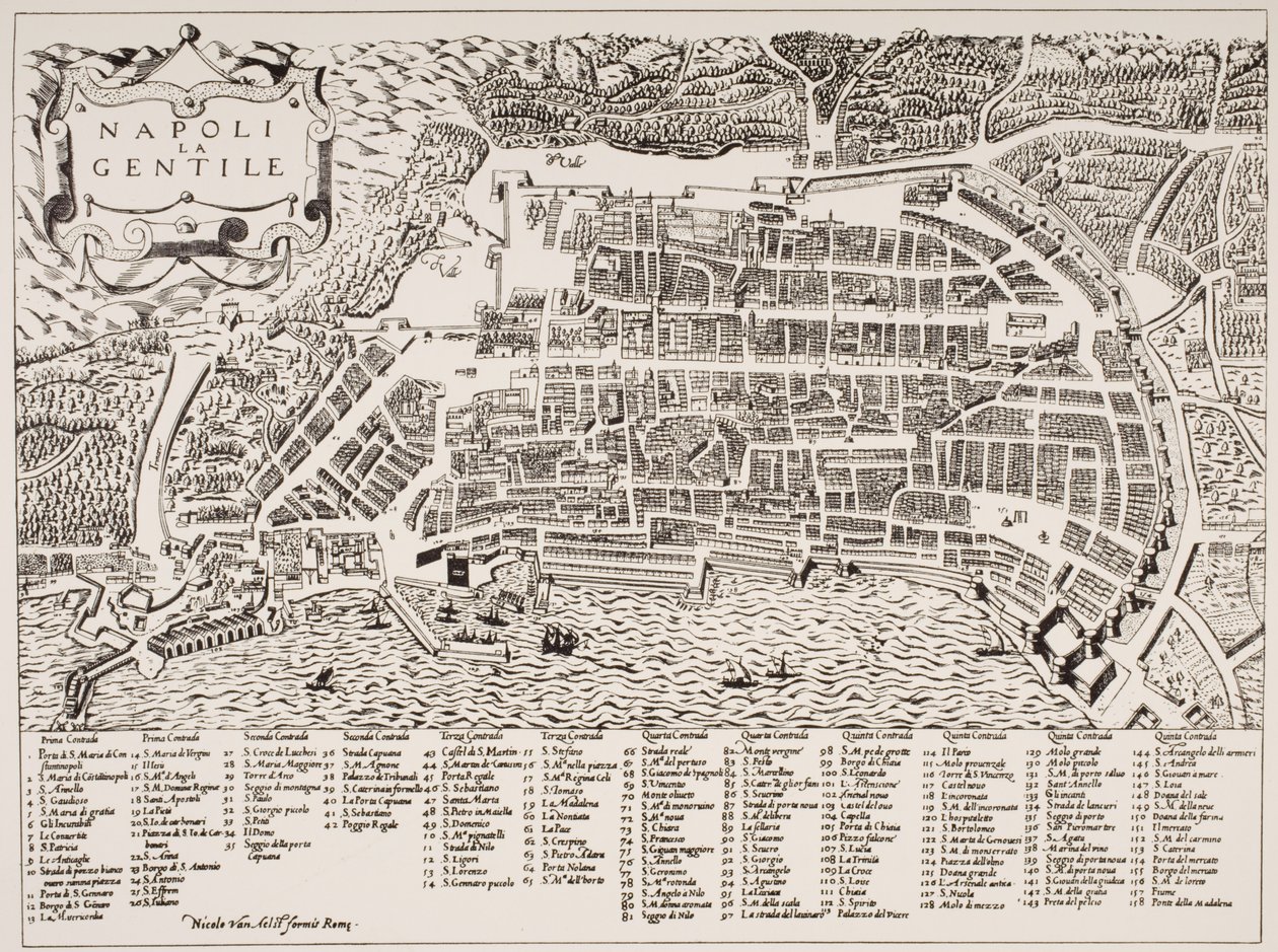 خريطة نابولي ، c.1600 بواسطة المدرسة الايطالية