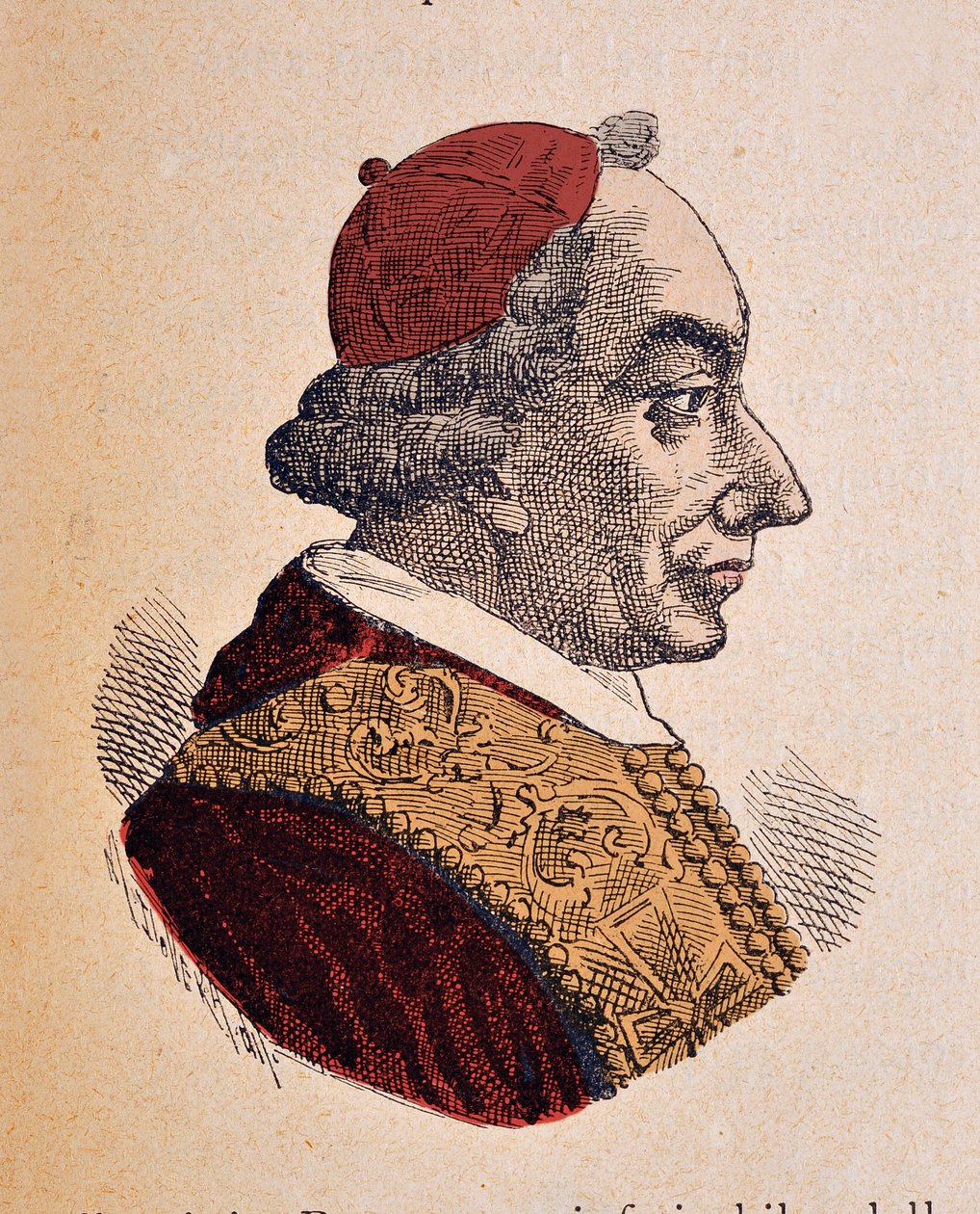 صورة البابا فطيرة السادس (Pius أو Pio أو Giovanni angelo Braschi) (1775-1799) ، 1898 (النقش مع تلوين لاحق) بواسطة المدرسة الايطالية