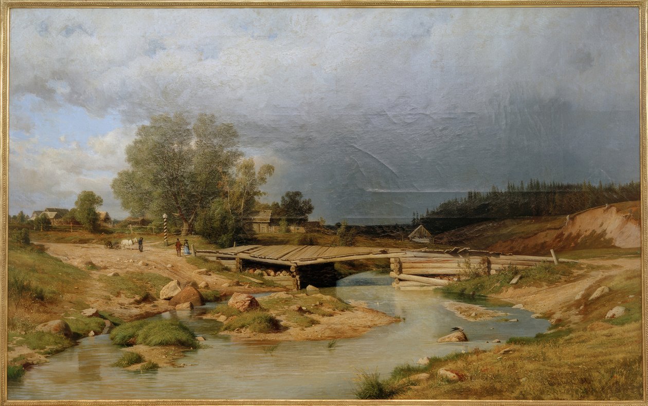Landschaft mit Holzbrücke بواسطة إيفان إيفانوفيتش شيشكين