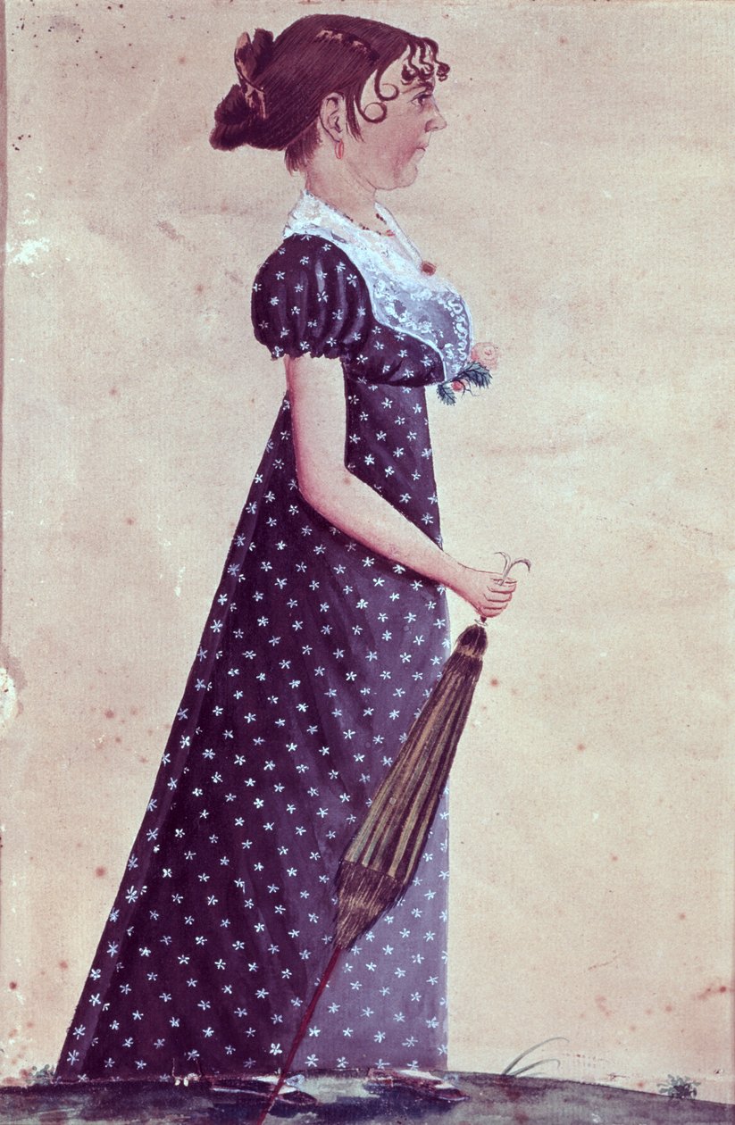 فتاة ذات مظلة خضراء ، c.1835 بواسطة يعقوب مانتل