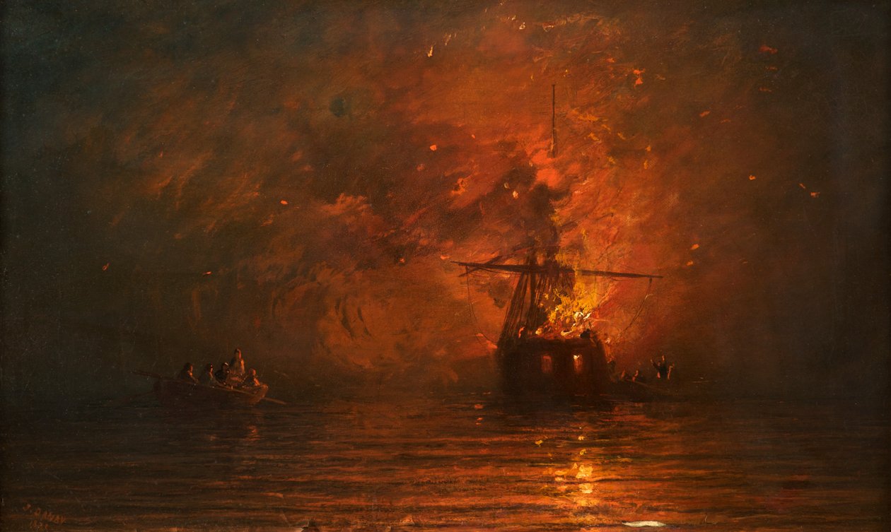 سفينة على النار ، 1873 بواسطة فرانسيس دانبي