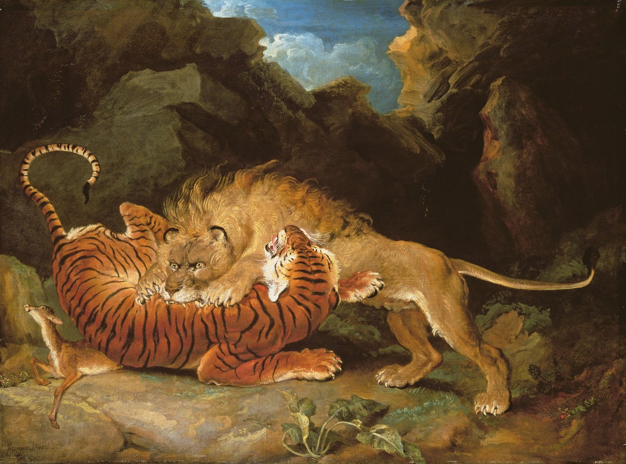 قتال بين أسد ونمر ، 1797 بواسطة جيمس وارد