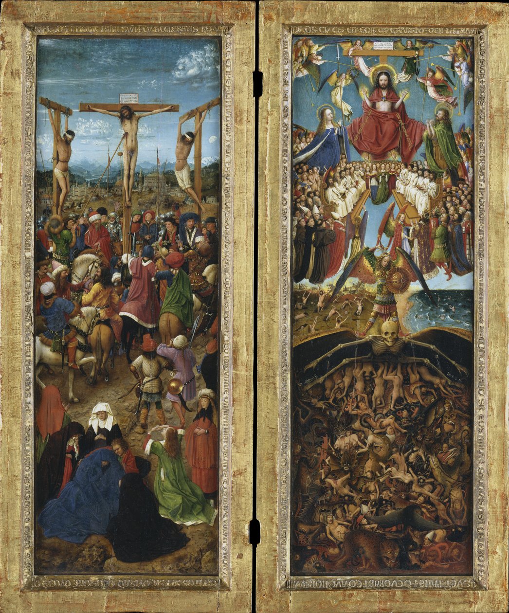 الصلب ؛ الحكم الأخير ، diptych بواسطة جان فان إيك