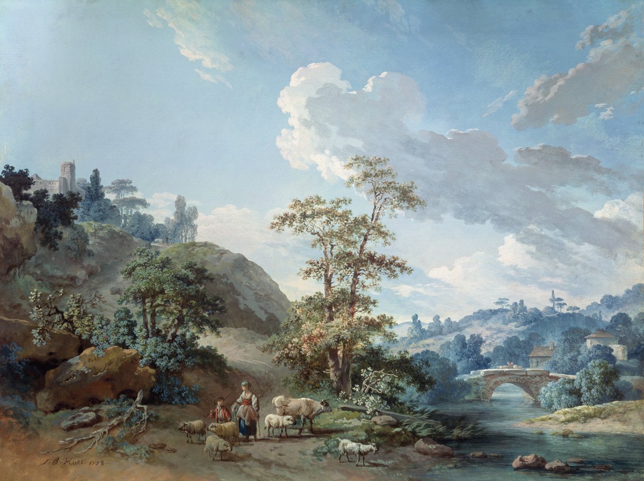جسر في واد ، 1778 (غواش) بواسطة جان بابتيست هويت