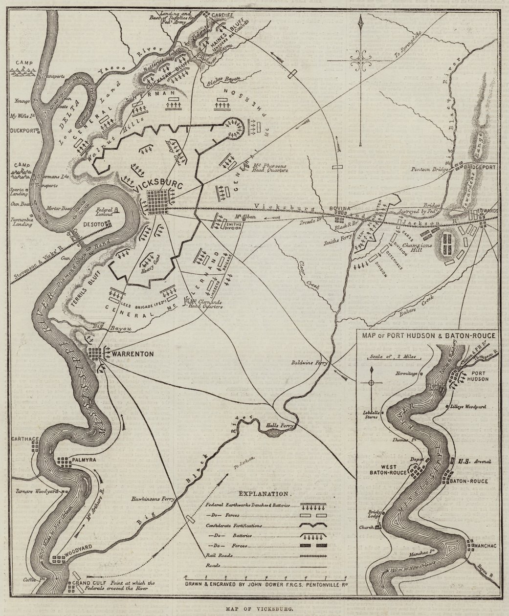 خريطة Vicksburg بواسطة جون داور