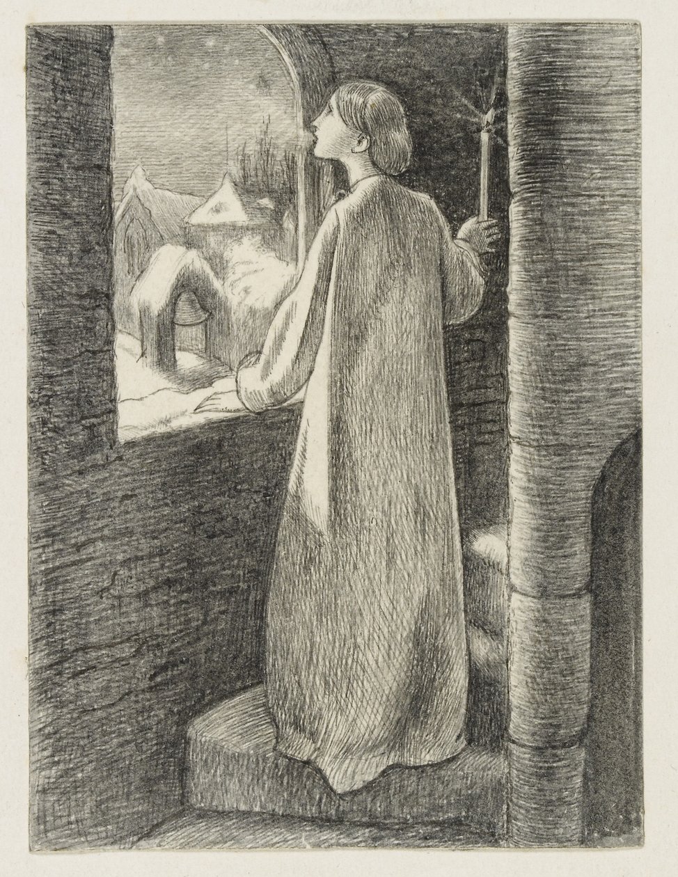 St Agnes Eve (قلم وحبر أسود) بواسطة جون ايفرت ميليس