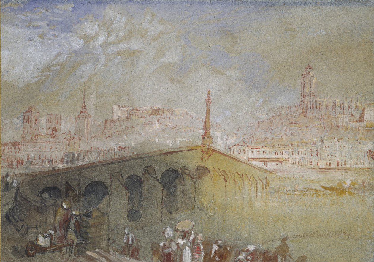 The Bridge at Blois: Fog Clearing، 1826 - 1830 (ألوان مائية مع لون الجسم والقلم والحبر الأحمر والأسود) بواسطة جوزيف مالورد وليام تورنر