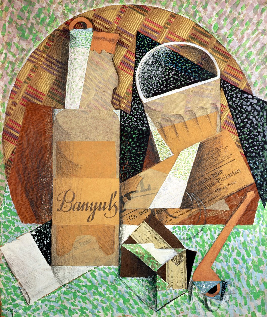 زجاجة Banyuls ، 1914 (الغواش والكولاج) بواسطة خوان جريس