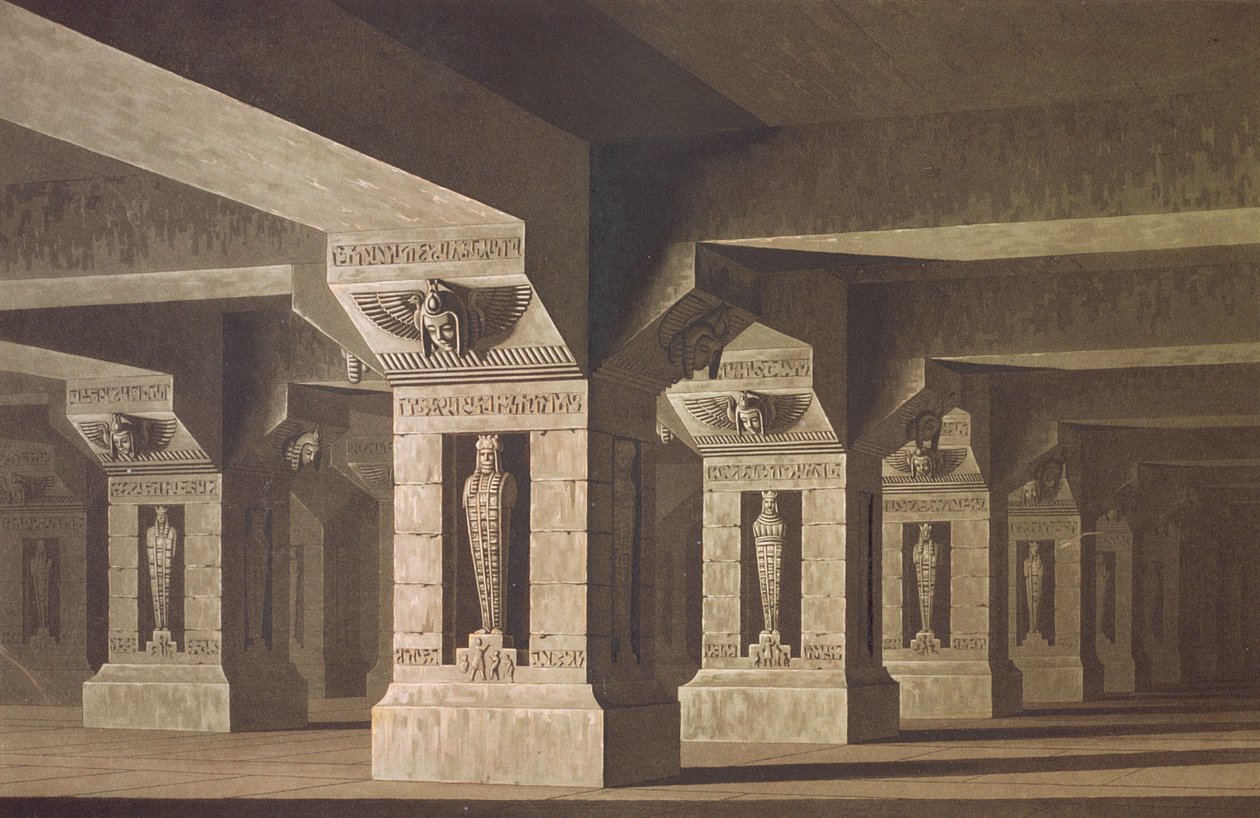 تعيين تصميم المشهد الثاني من xx لـ &39;The Magic Flute&39; بواسطة Wolfgang Amadeus Mozart (1756-91) بواسطة كارل فريدريش شينكل