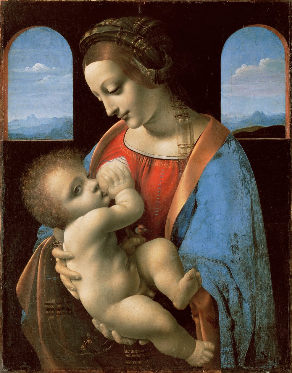 The Litta Madonna ، ج .1490 (تم نقل درجة الحرارة على قماش من اللوحة) بواسطة ليوناردو دا فينشي