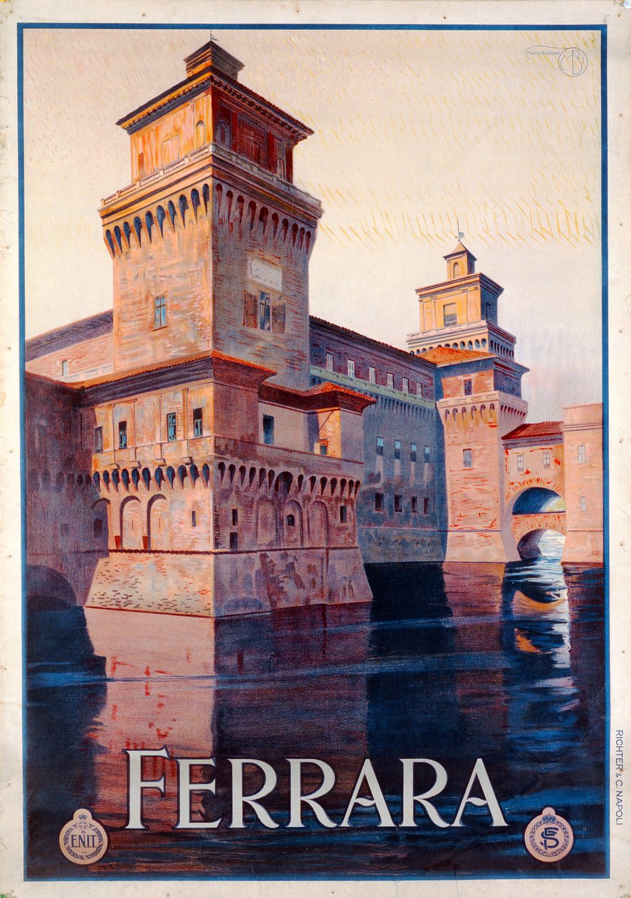 إعلان ملصق فيرارا ، 1928 بواسطة ماريو بورجوني