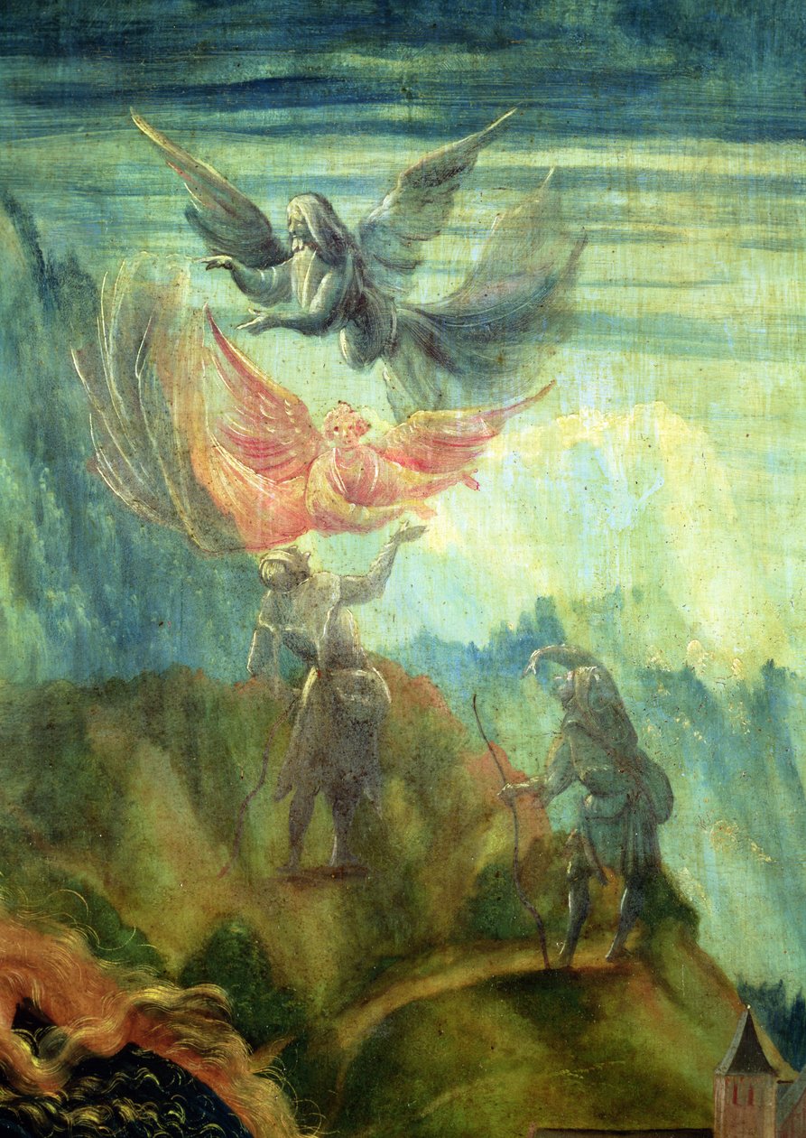 تفاصيل مشهد الميلاد من مذبح Isenheim الإعلان إلى الرعاة ، c.1512-16 ، زيت على لوحة بواسطة ماتياس جرونوالد