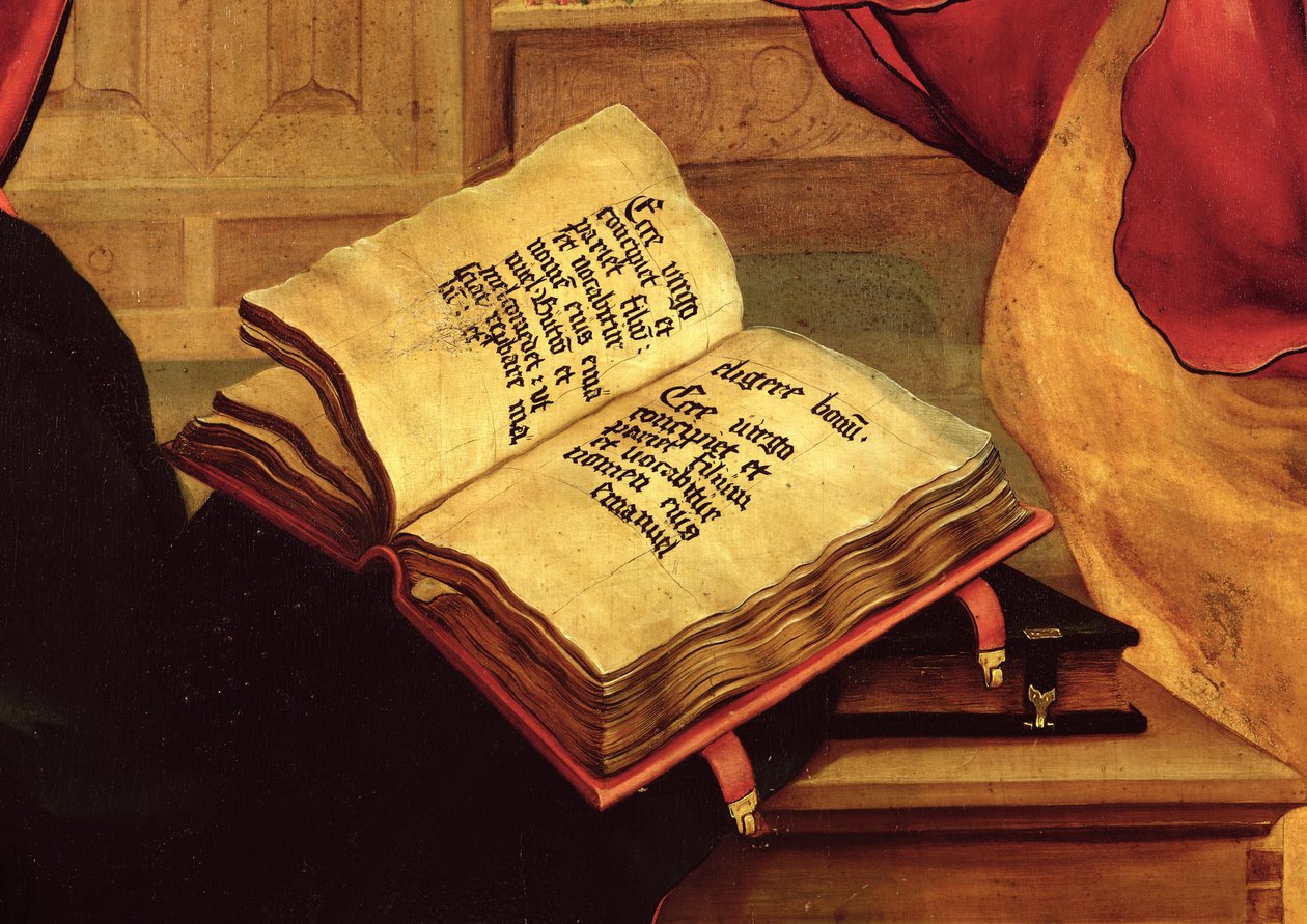 كتاب العذراء ، تفاصيل من البشارة من إيزنهايم Altarpiece ، c1512-16 بواسطة ماتياس جرونوالد