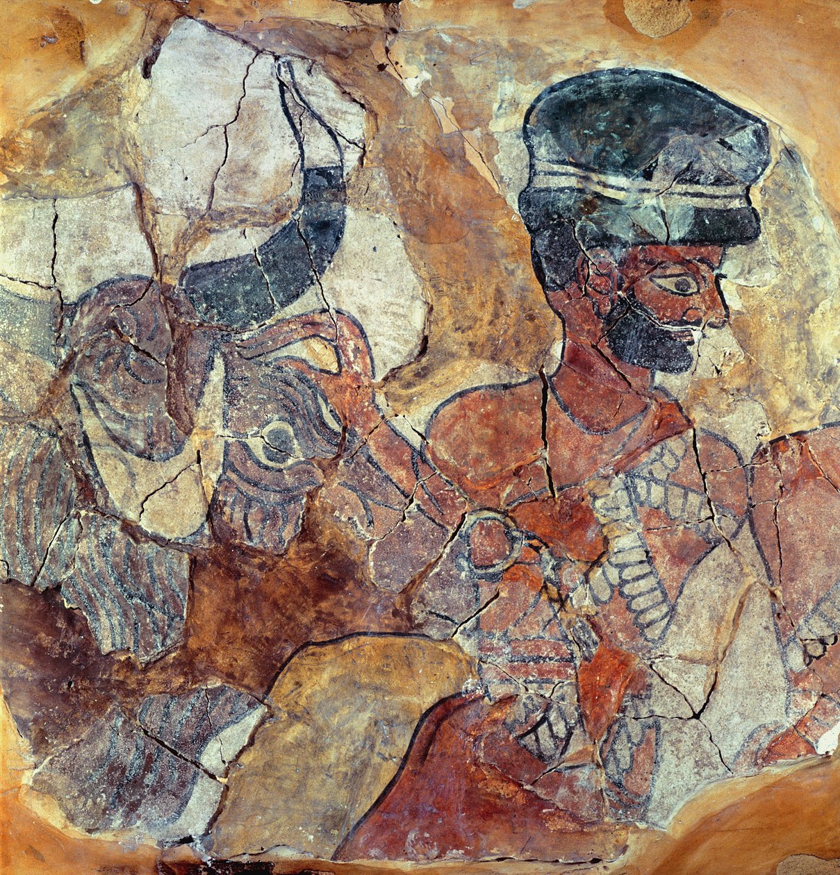 كاهن يقود ثورًا للتضحية ، من قصر زيمري ليم ، ماري ، الفرات الأوسط (رسم جداري) بواسطة بلاد ما بين النهرين
