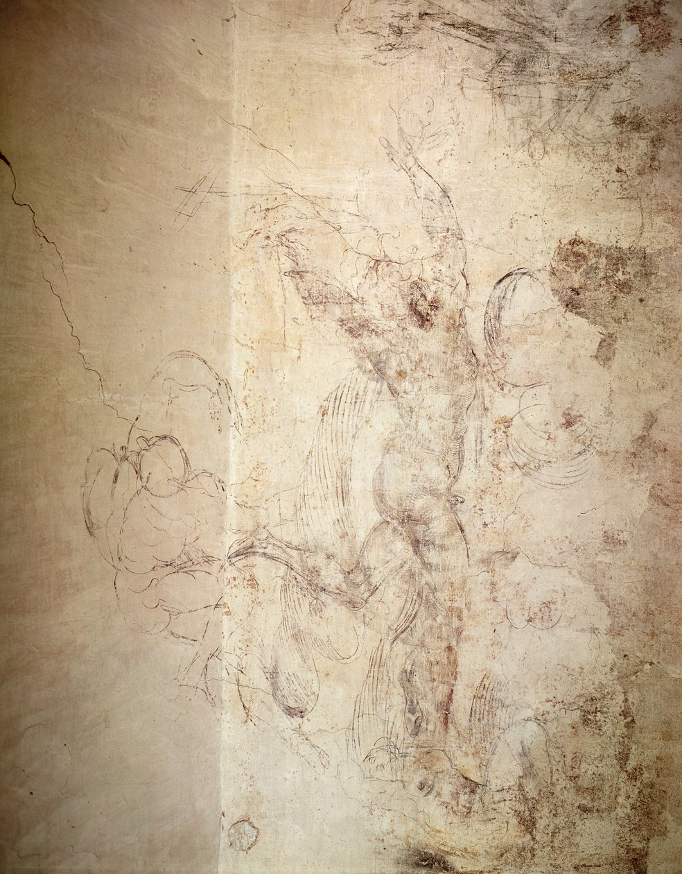 رسم على الحائط لشخصية عارية بواسطة مايكل أنجلو بوناروتي