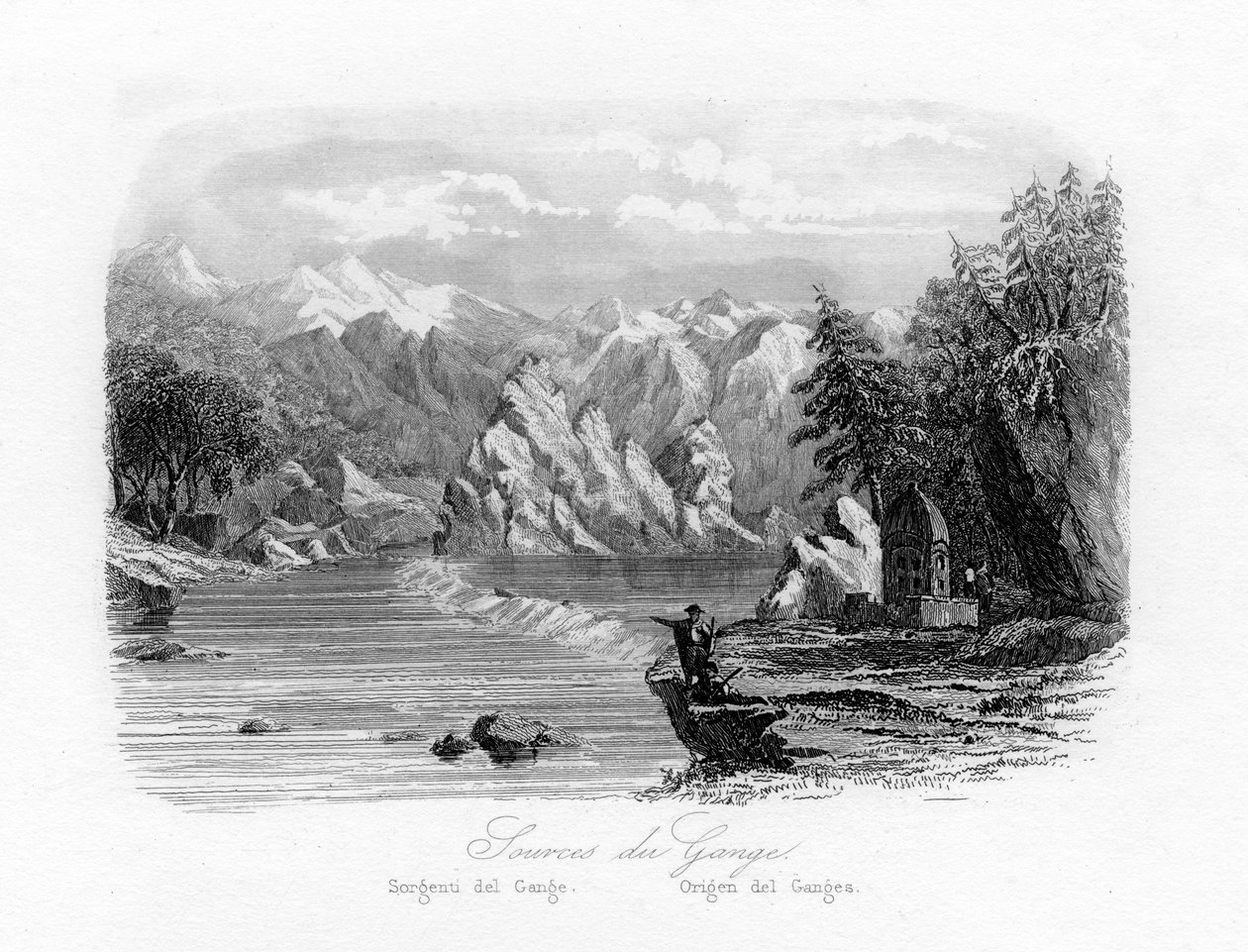 مصدر الغانج ، الهند ، c1840 بواسطة N. Remond