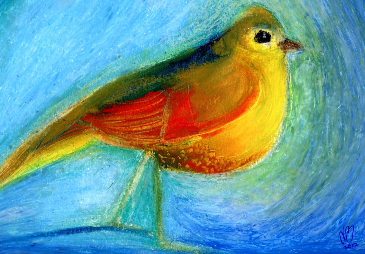 The Wishing Bird، 2012، (زيت باستيل على ورق) بواسطة نانسي مونيز شارالمبوس