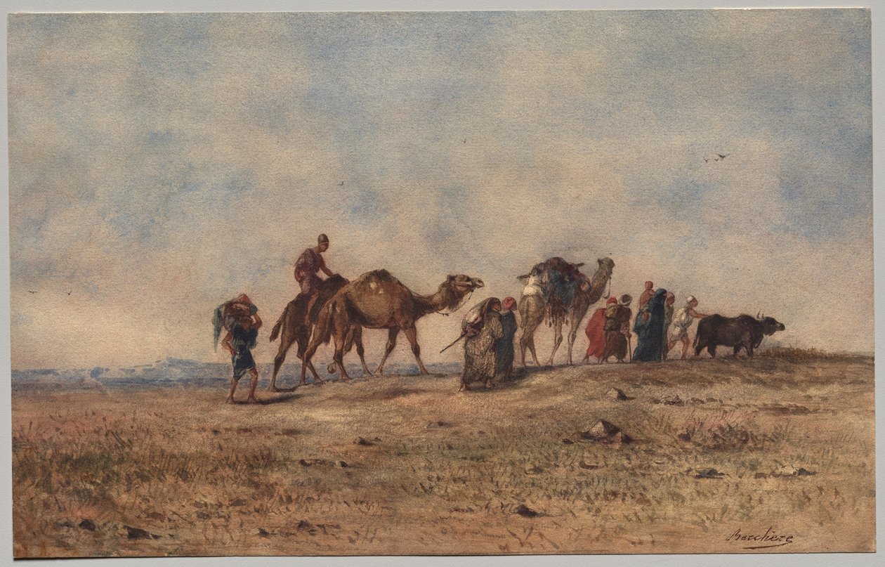 قافلة في الصحراء بواسطة Narcisse Berchere