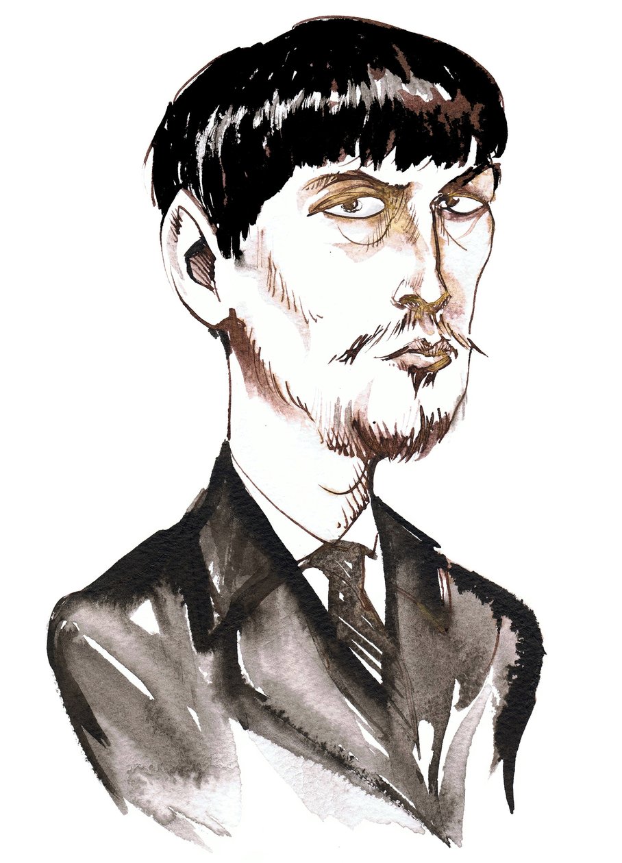 Achille-Claude Debussy ، ملحن فرنسي (1862-1918) ، رسم كاريكاتوري بالحبر كشاب بواسطة نيل أوزبورن