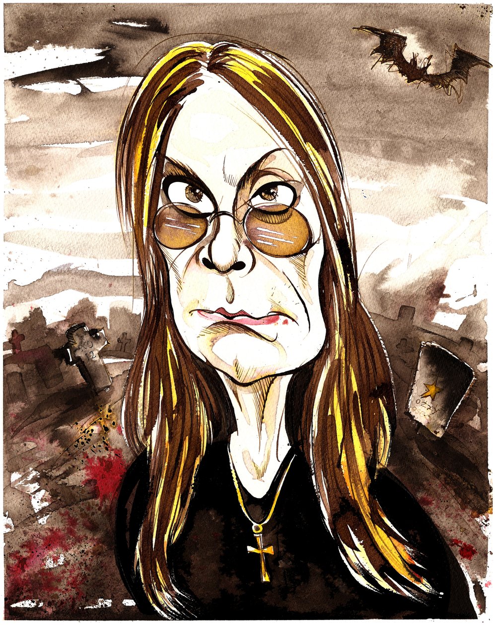 Ozzy Osbourne - كاريكاتير ملون بواسطة نيل أوزبورن