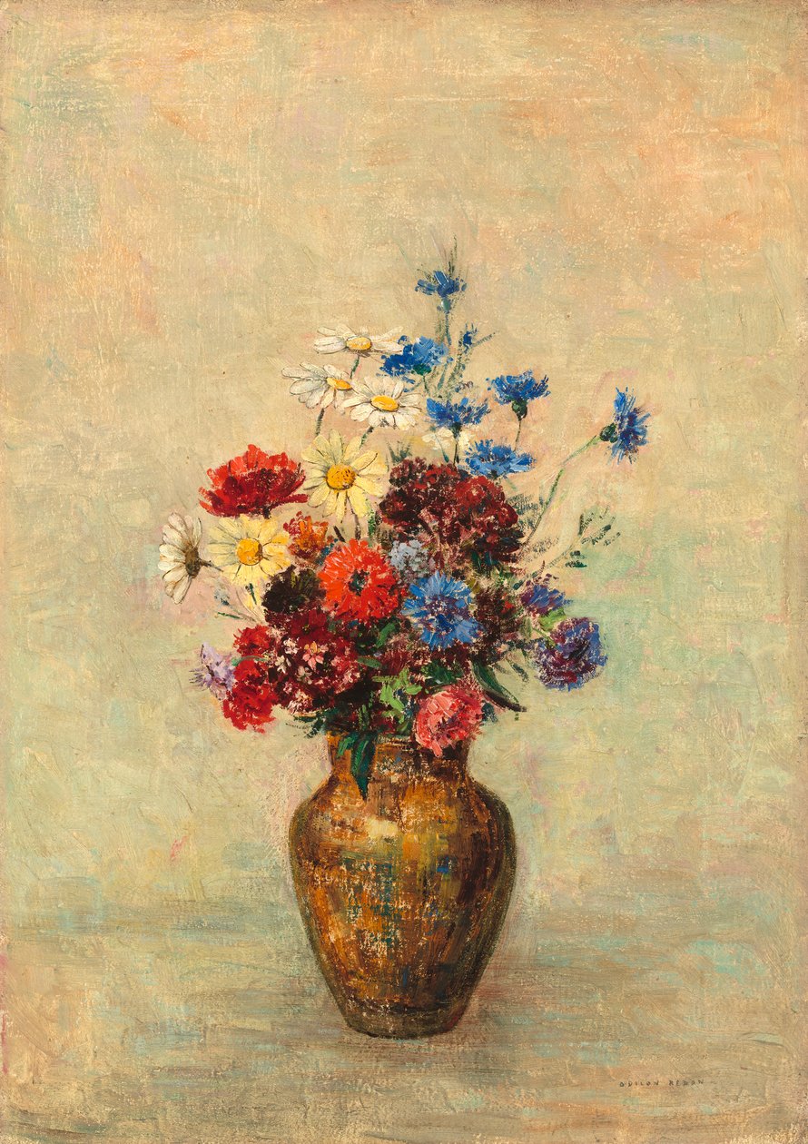 الزهور في إناء ، ج .1910 بواسطة Odilon Redon