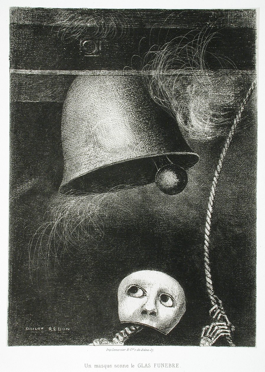 قناع يدق ناقوس الموت بواسطة Odilon Redon