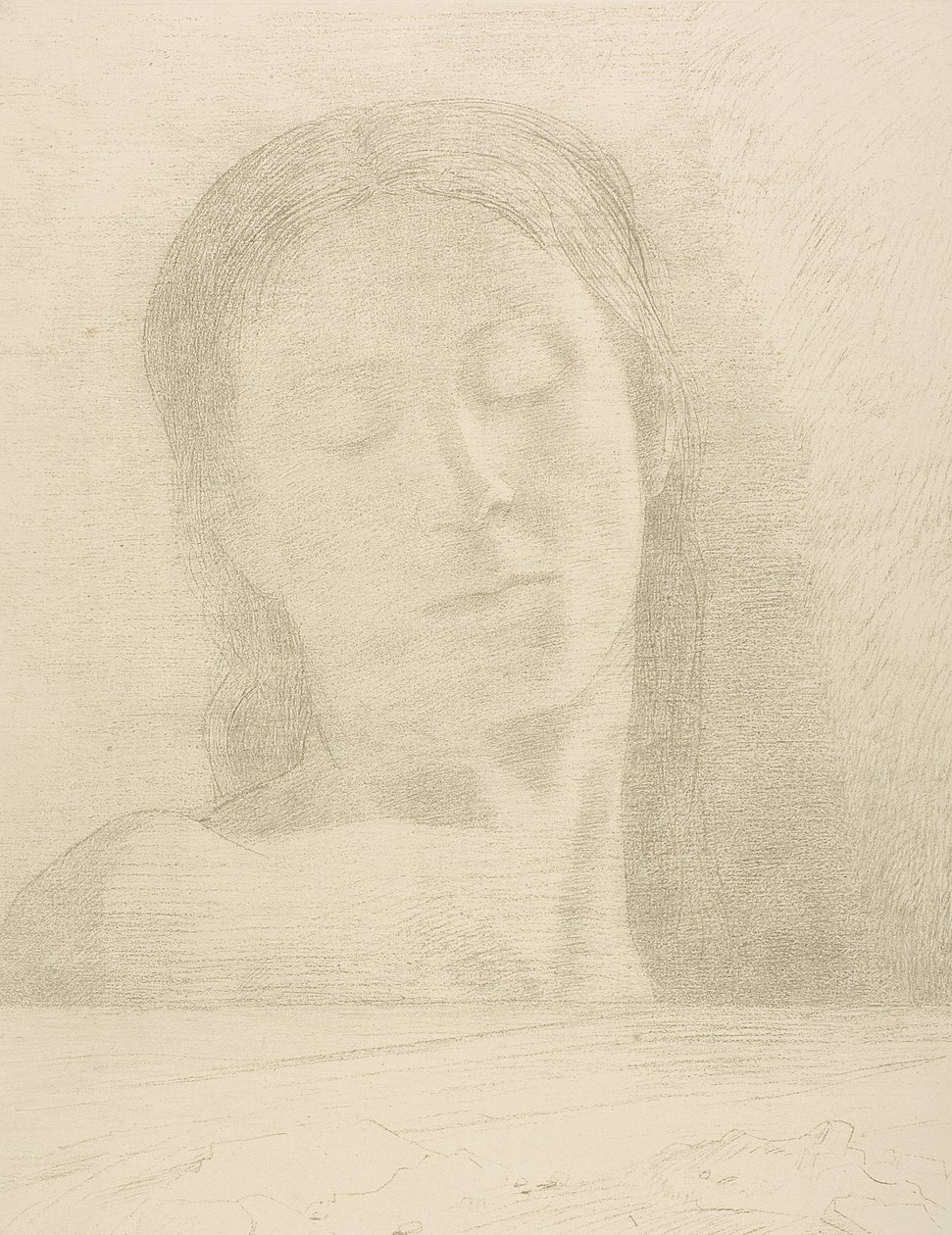 عيون مغلقة بواسطة Odilon Redon