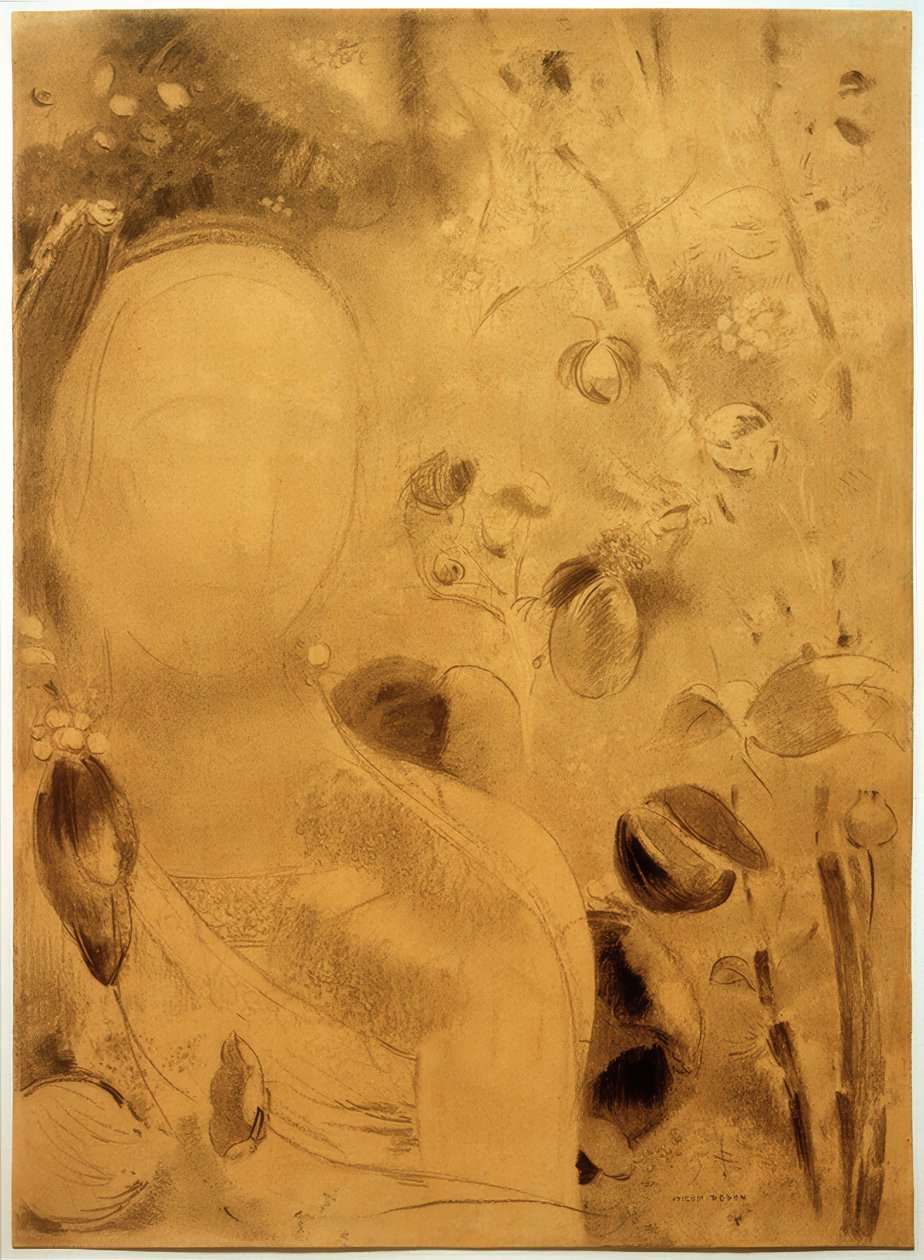 الحلم والزهور والوجه بواسطة Odilon Redon