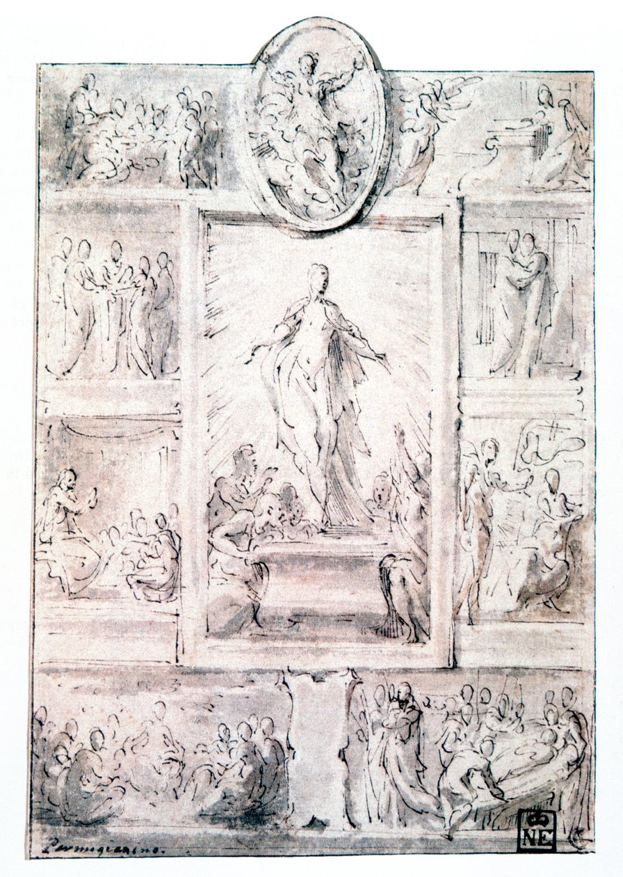 رسم التكوين ، c1513-1540 بواسطة بارميجيانينو