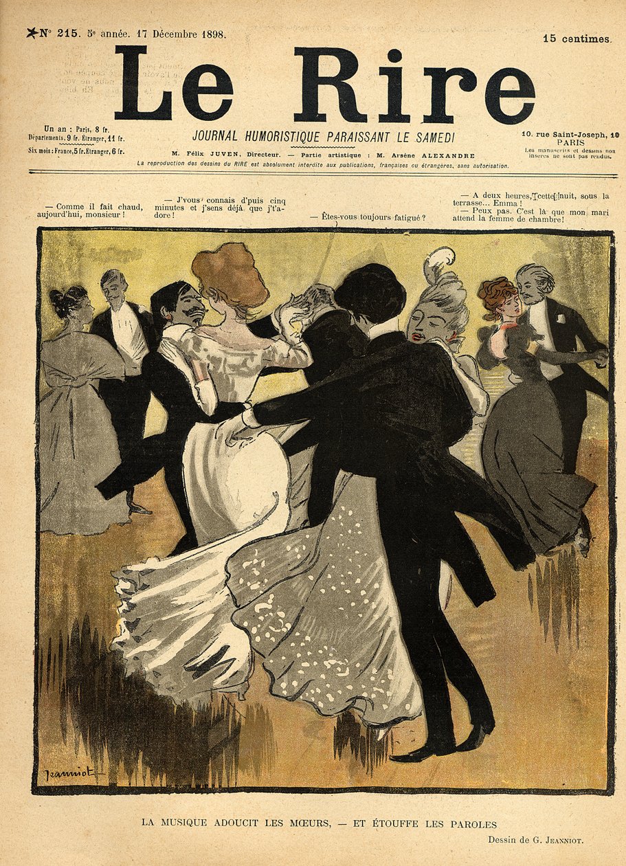 أزواج راقصون ، من الغلاف الأمامي لـ "Le Rire" ، 17 ديسمبر 1898 (colout litho) بواسطة بيير جورج جينيوت