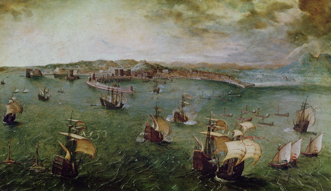 منظر لميناء نابولي ، c.1550-69 بواسطة بيتر بروغل الأكبر