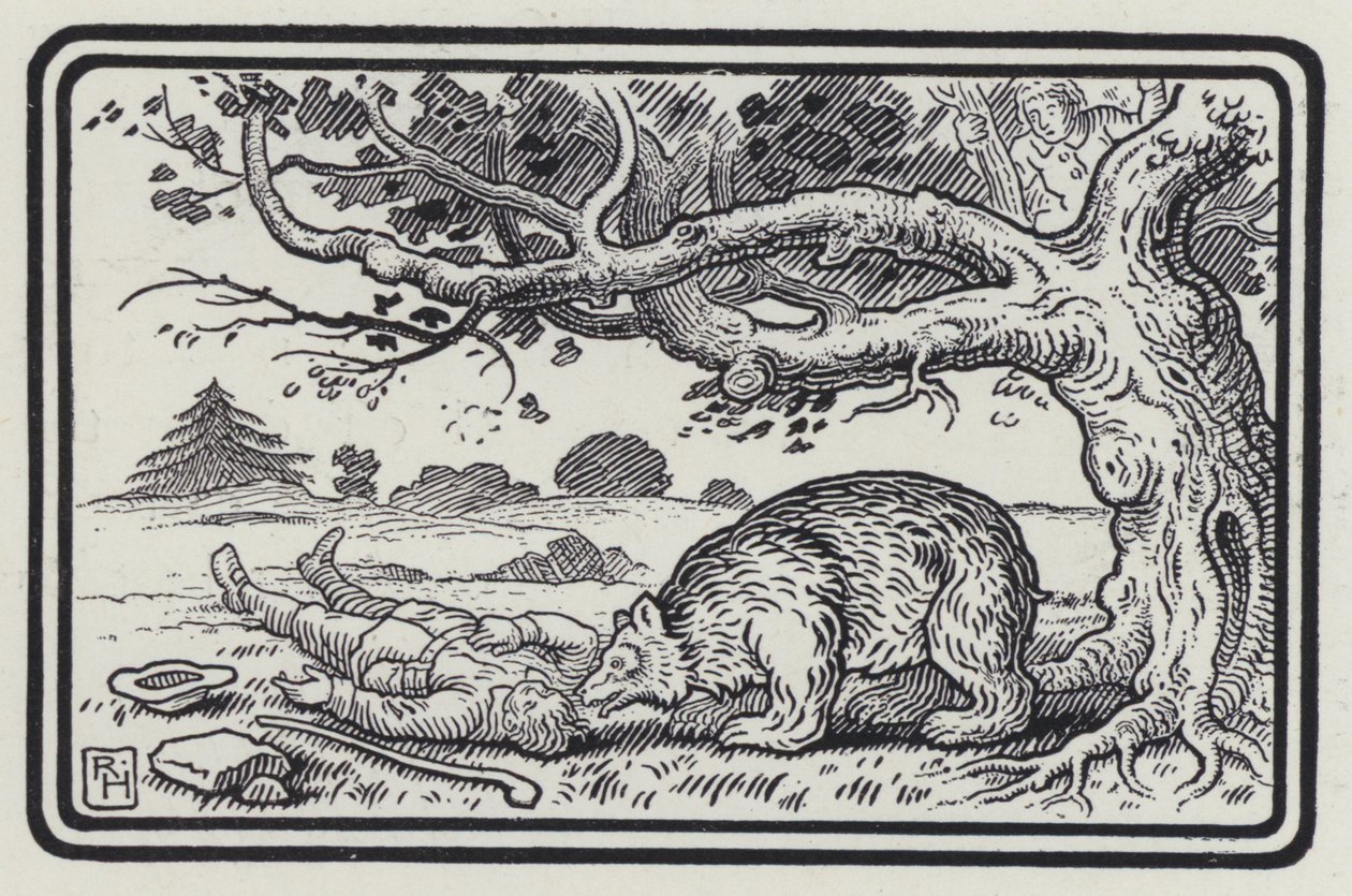 The Two Fellows And The Bear (engraving) بواسطة ريتشارد هايواي