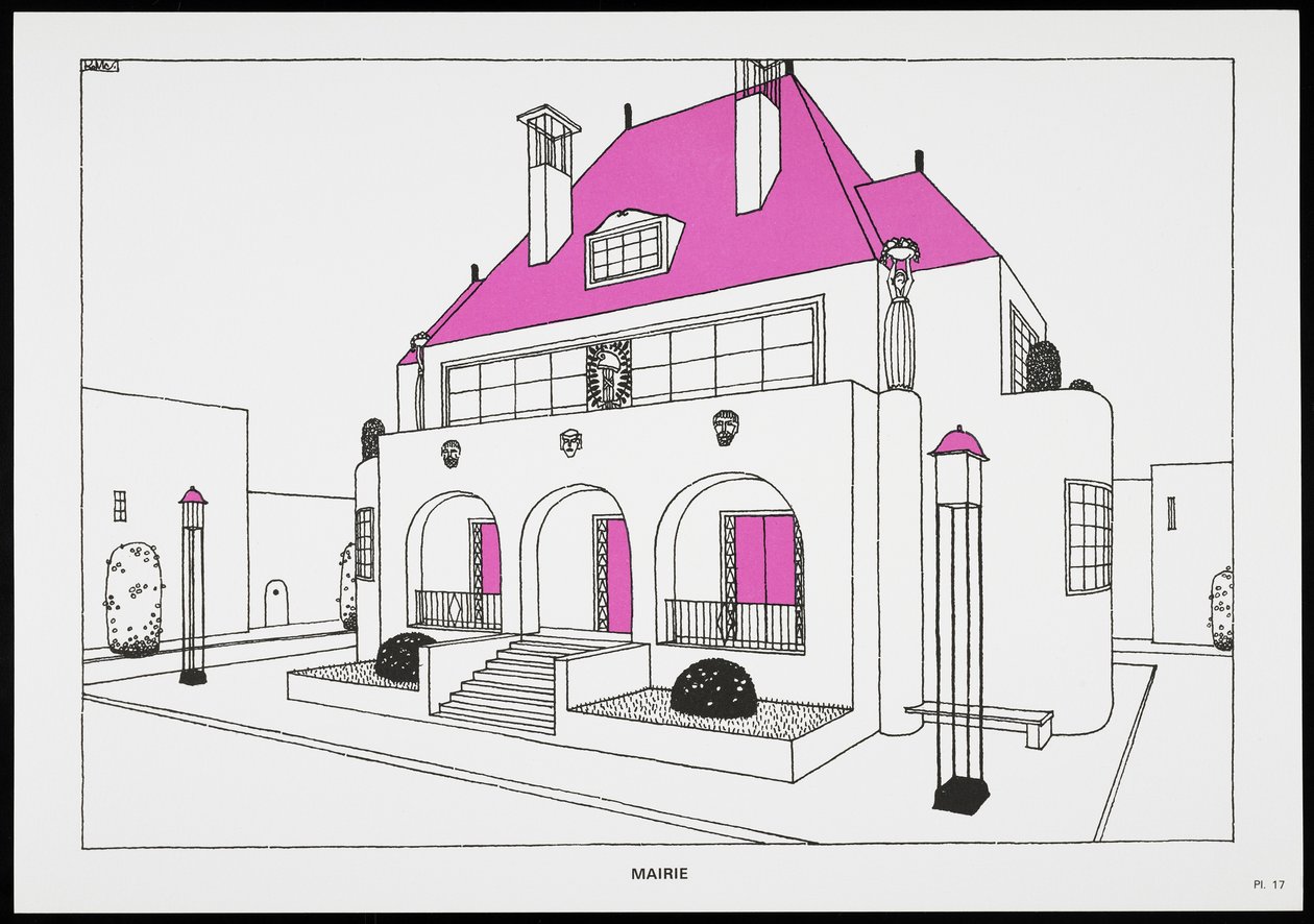 Mairie ، من Une Cite Moderne ، رسومات من قبل روب ماليت ستيفنز المعماري ، 1987 (منشور) بواسطة روبرت ماليت ستيفنز