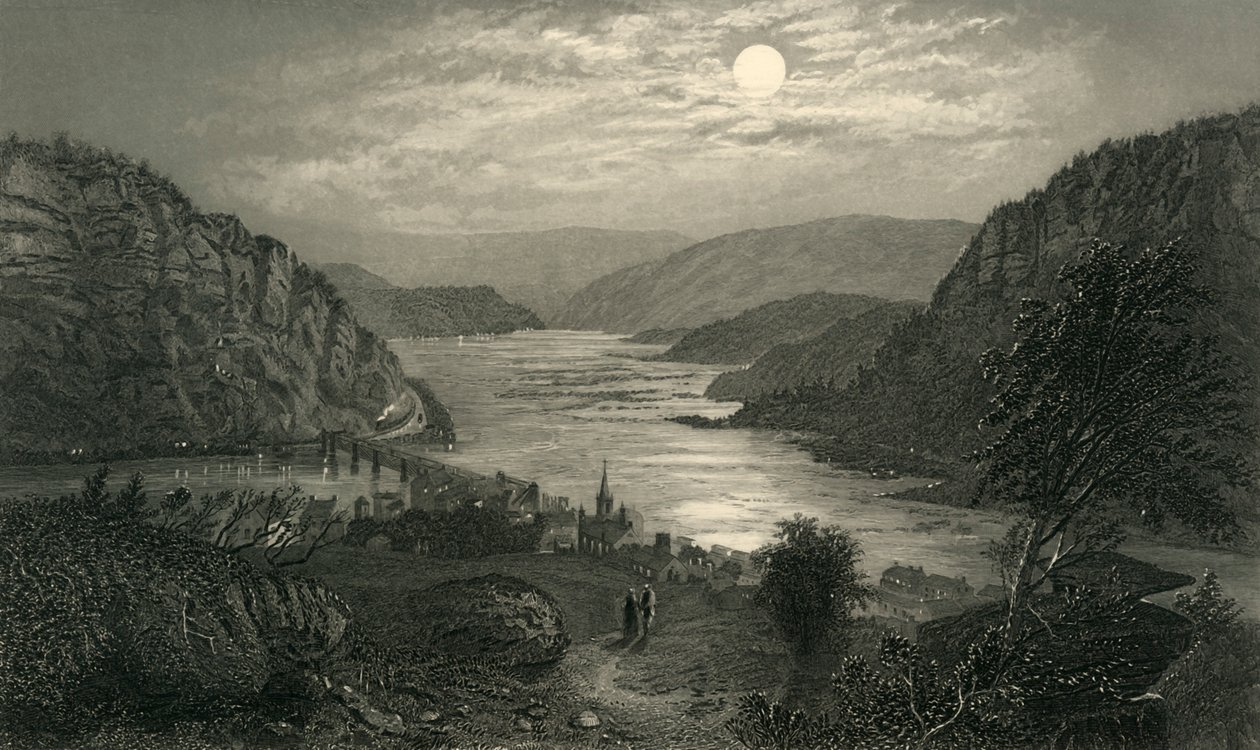 "Harper's Ferry by Moonlight" ، ١٨٧٢. بواسطة روبرت هينشلوود