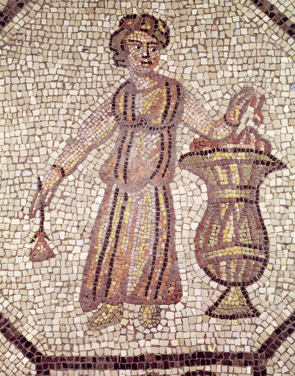 البنت الشابة، ب، الزهرات، (mosaic) بواسطة رواية