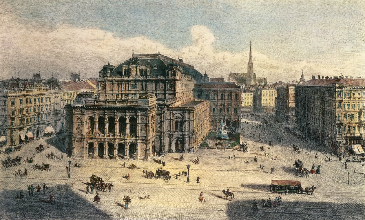 دار الأوبرا في فيينا ، c.1869 بواسطة رودولف من البديل