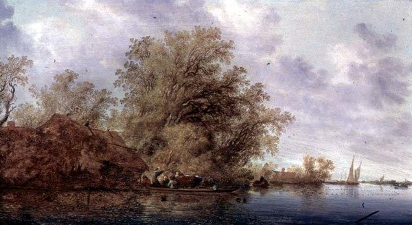 المناظر الطبيعية للنهر المشجرة بواسطة Salomon van Ruisdael أو Ruysdael