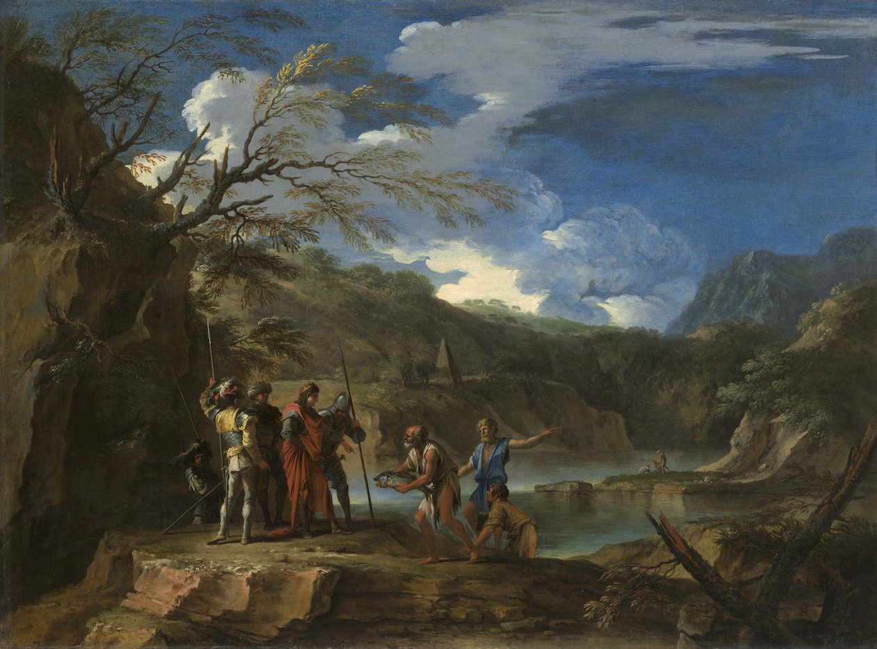 Polycrates والصياد ، ج .1664 بواسطة سلفاتور روزا
