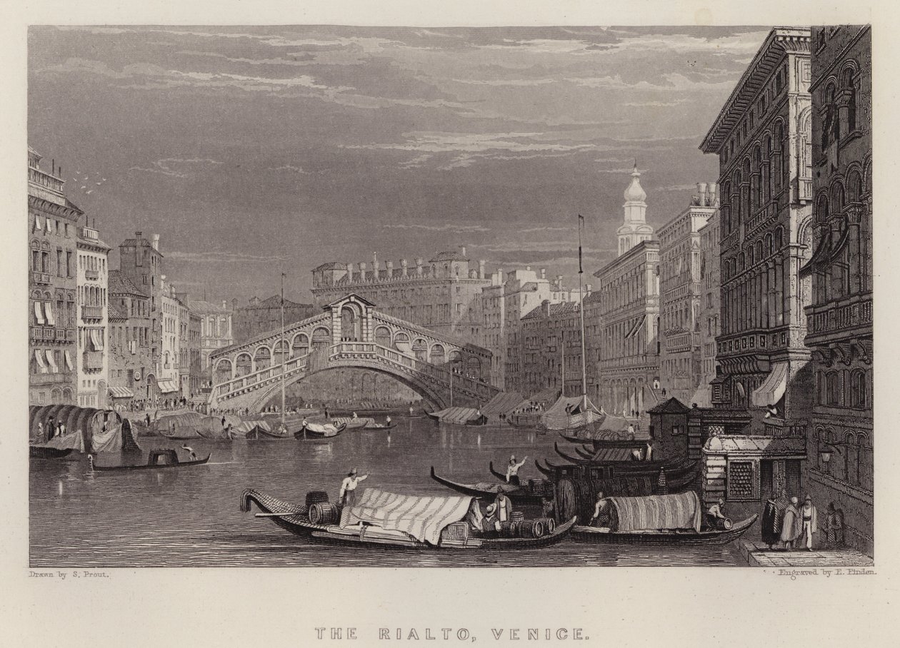 The Rialto, Venice (colour litho) بواسطة صموئيل (بعد) بروت