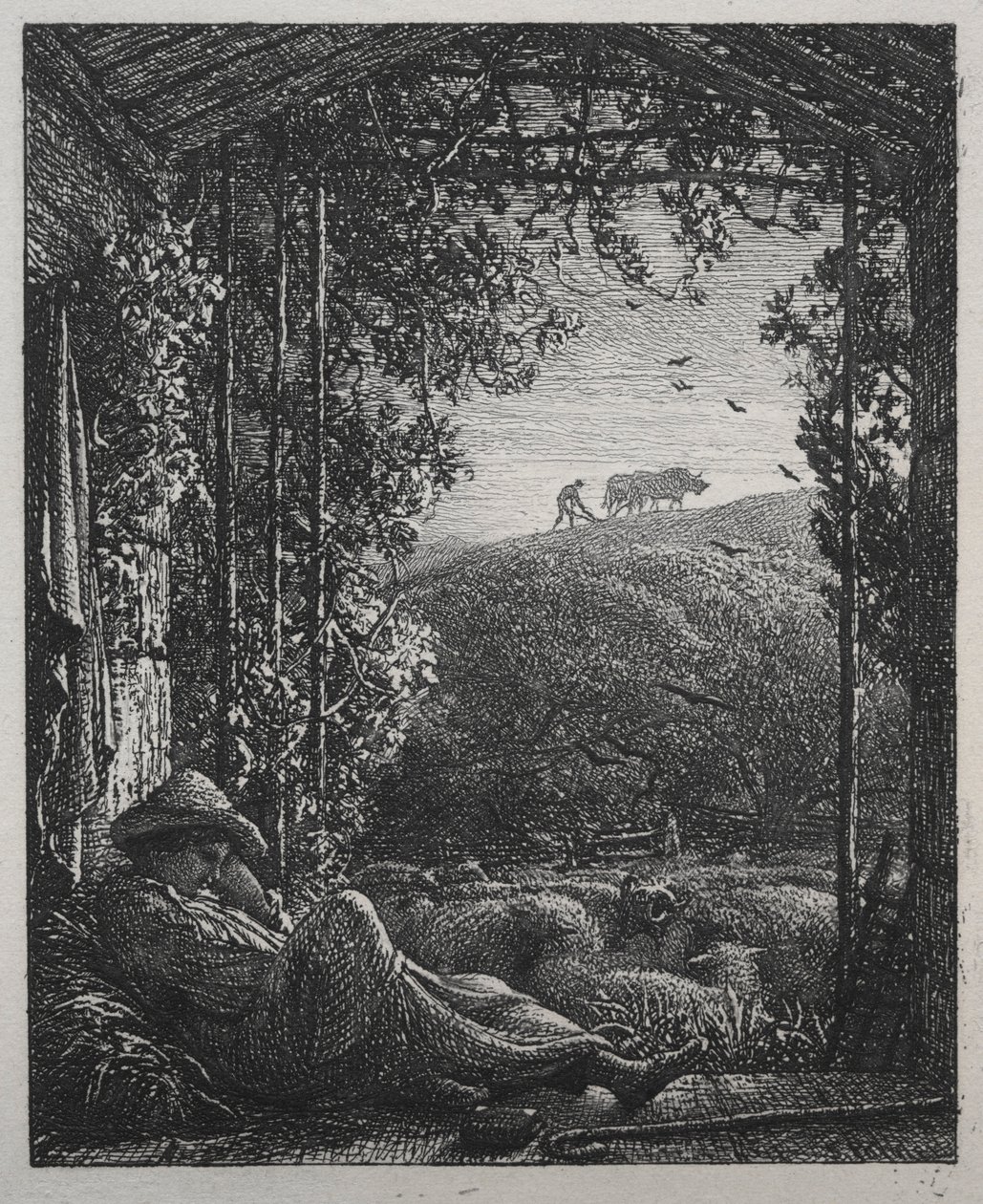 الراعي النائم ، 1857. بواسطة صموئيل بالمر