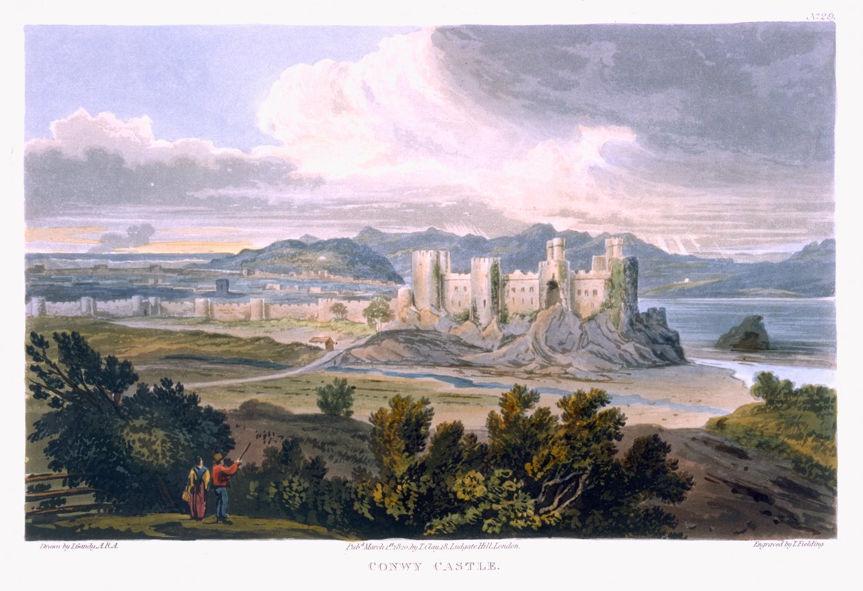 قلعة كونوي ، 1820 (نقش ملون) بواسطة ت. غاندي